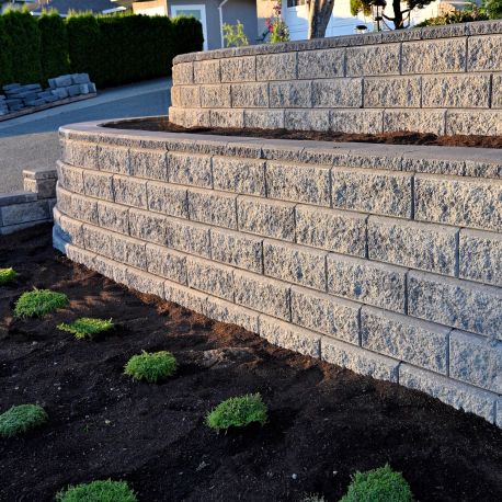 retaining wall on a side walk